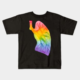 Watercolor Rainbow Lung (dark) Kids T-Shirt